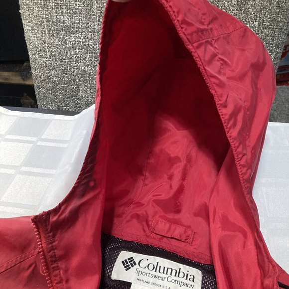 Vintage Columbia Sportswear Windbreaker Jacket Adult Large L Red Packable Coat - Picture 5 of 16